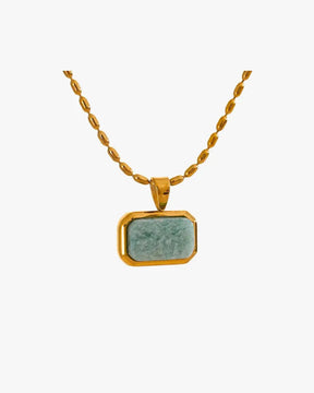Colar Amazonita Banhado em Ouro 18k