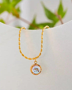 Colar Pedra da Lua Banhado em Ouro 18k