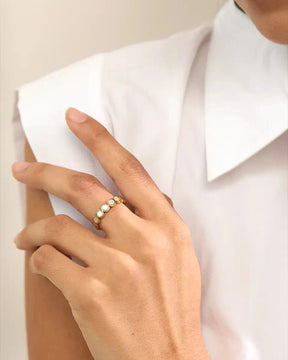 Anel Concha Natural Banhado em Ouro 18k
