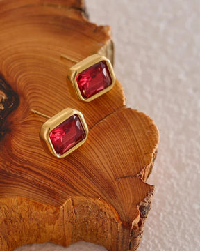 Brinco Stud Zircônia Banhado em Ouro 18k