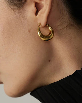 Brinco de Argola Domo Banhado em Ouro 18k