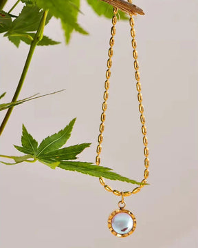 Colar Pedra da Lua Banhado em Ouro 18k
