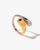 Anel Gota Dupla Mix Banhando em Ouro 18k