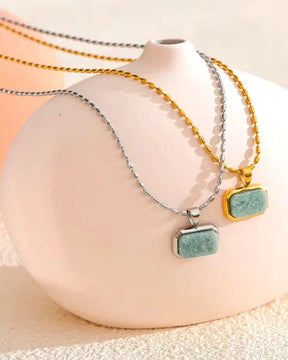 Colar Amazonita Banhado em Ouro 18k