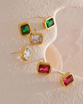 Brinco Stud Zircônia Banhado em Ouro 18k