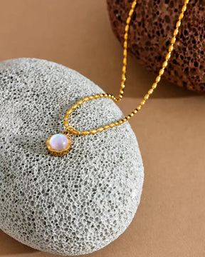 Colar Pedra da Lua Banhado em Ouro 18k